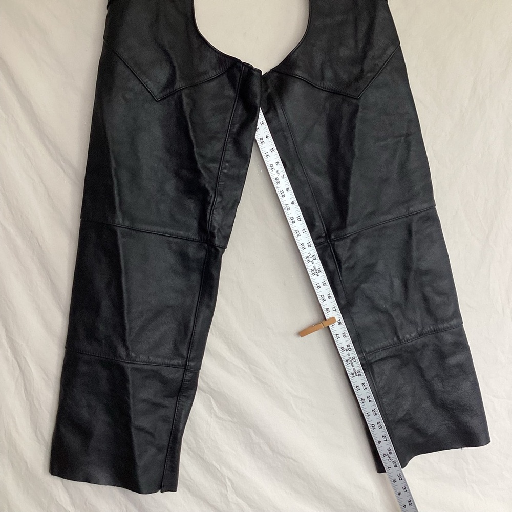 Harley Davidson motorcycles black leather chaps made in USA size large - Picture 7 of 15